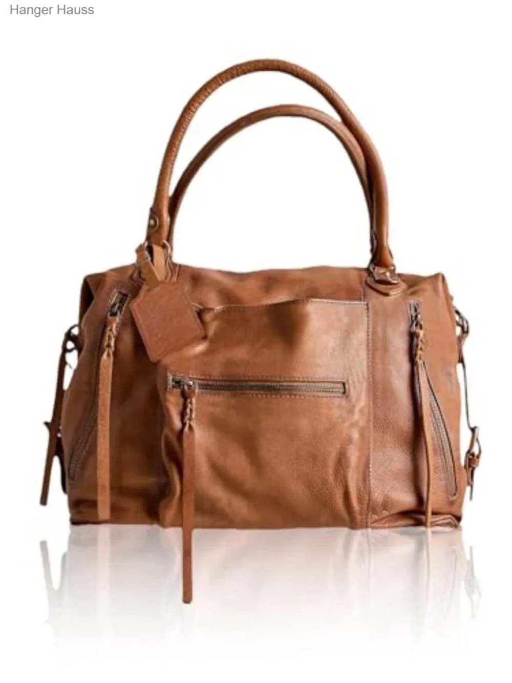 Large Vegan Leather Tote Bag with Zipper and Adjustable Strap for Work Travel